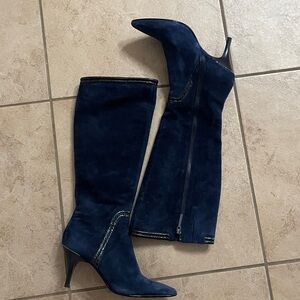 Donald J Pliner  boots heels dark navy suede 8 pointy so fits 7,5 best